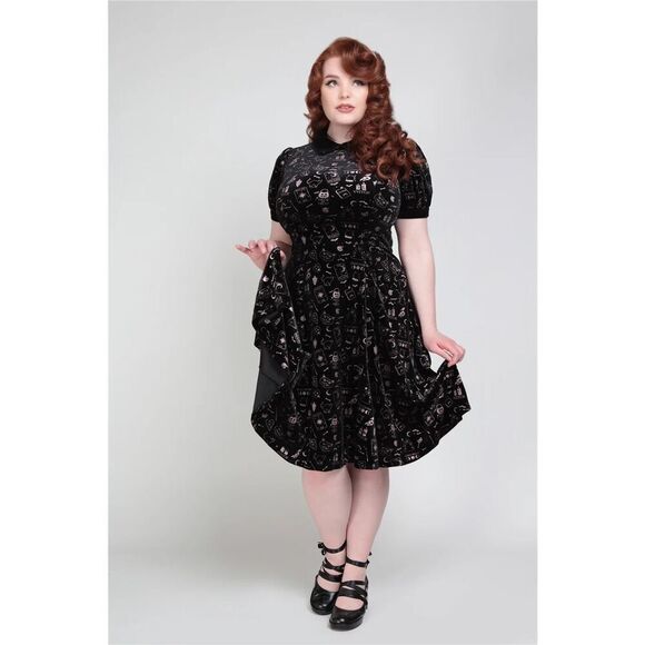 Collectif London Peta Spooky Velvet Swing Dress NWT - Picture 1 of 10